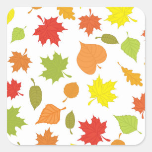 Fall leaves colourful square sticker