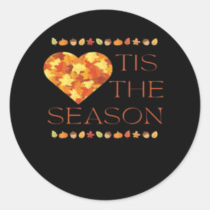 Fall Leaves Cute Autumn Graphic Thanksgiving Pumpk Classic Round Sticker