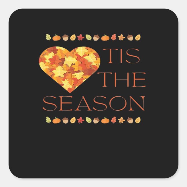 Fall Leaves Cute Autumn Graphic Thanksgiving Pumpk Square Sticker (Front)