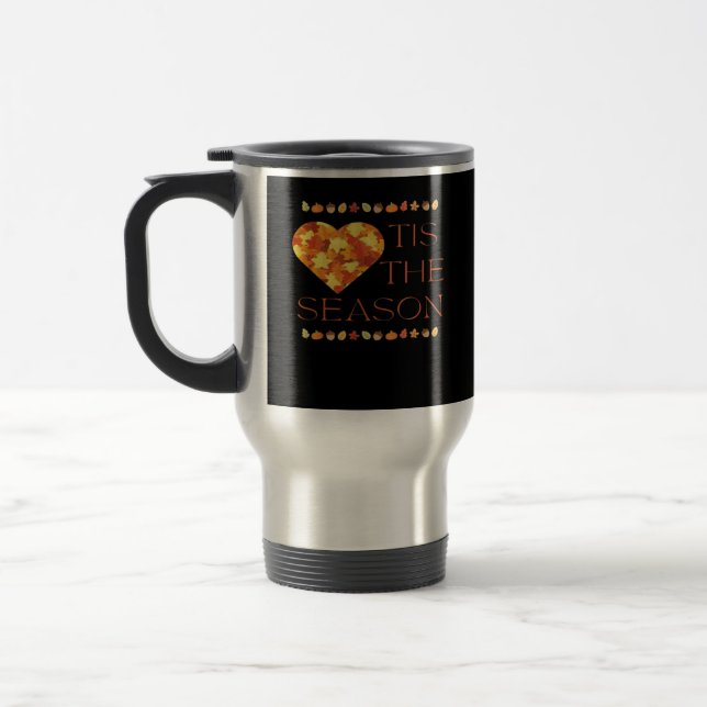 Fall Leaves Cute Autumn Graphic Thanksgiving Pumpk Travel Mug (Left)