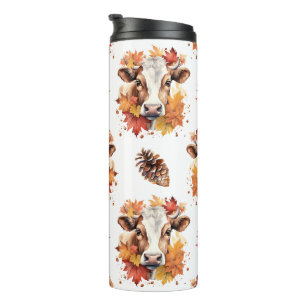 Fall Leaves Dairy Cow  Thermal Tumbler