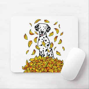 Fall Leaves Dalmatian (black 1) Dog Playing Cute Mouse Mat
