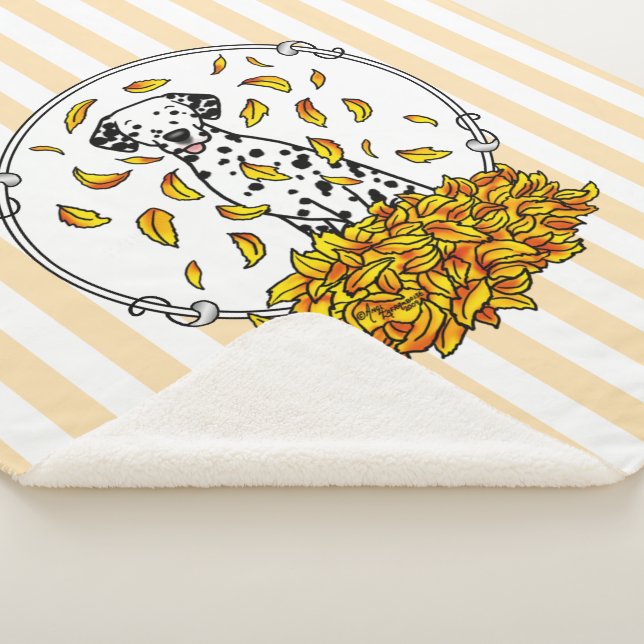 Fall Leaves Dalmatian (black 1) Dog Playing Cute Sherpa Blanket (3/4)