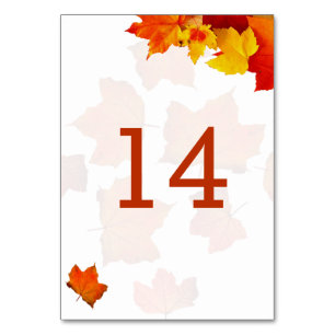 Fall Leaves Double Sided Table Number Cards