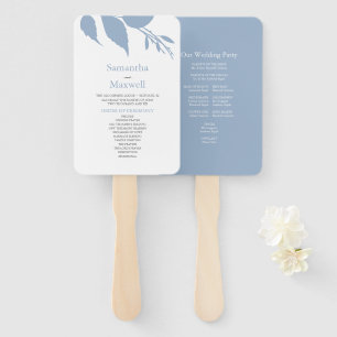Fall Leaves Dusty Blue Wedding Hand Fan