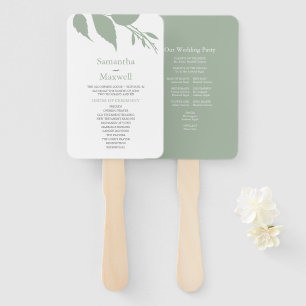Fall Leaves Dusty Green Wedding Hand Fan