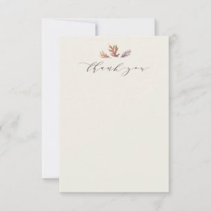 Fall leaves elegant autumn plum script thank you card