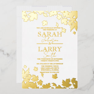 Fall Leaves Elegant Gold Traditional Wedding