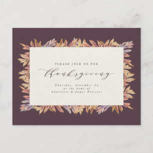 Fall leaves elegant Thanksgiving Invitation Postcard