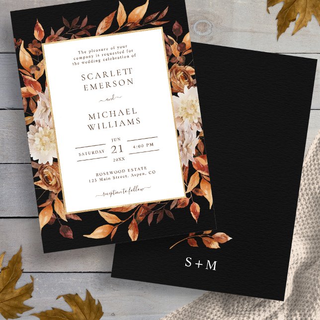 Fall Leaves Elegant Wedding Invitation (Fall Leaves Elegant Wedding Invitation
)