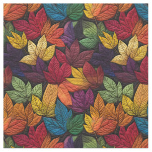 Fall Leaves Embroidered Pattern  Fabric