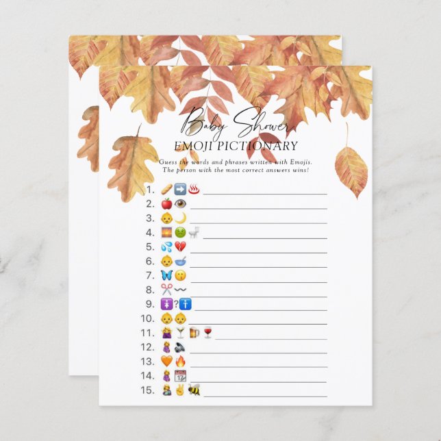 Fall leaves \ Emoji pictionary game (Front/Back)