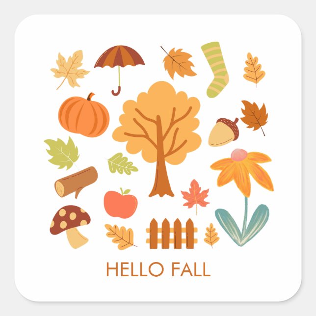 Fall Leaves Enjoy the Colourful Season Square Sticker (Front)