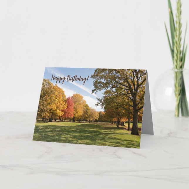 Fall Leaves Fairway grass Birthday card (Front)