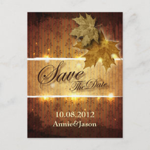 fall leaves fall wedding save the date announcement postcard