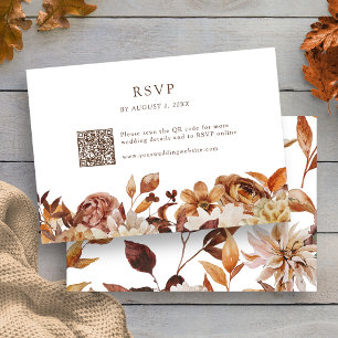 Fall Leaves Floral QR Code RSVP Card