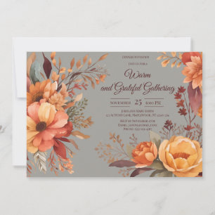 Fall Leaves Floral Thanksgiving Friendsgiving Invitation