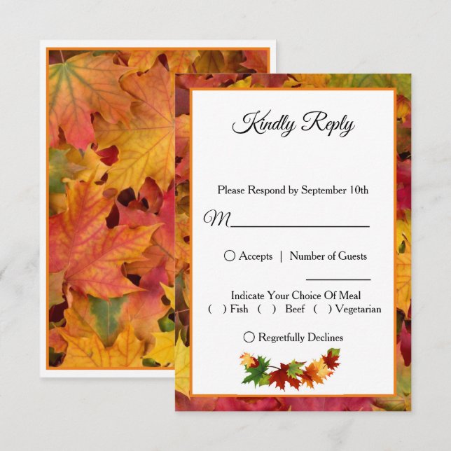 Fall Leaves for an Autumn Wedding RSVP Card (Front/Back)