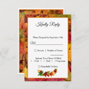 Fall Leaves for an Autumn Wedding RSVP Card