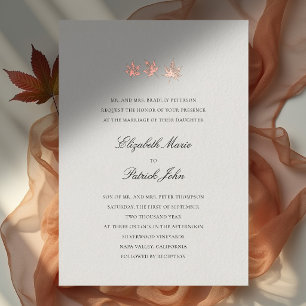Fall Leaves Formal Modern Classic Ecru Wedding