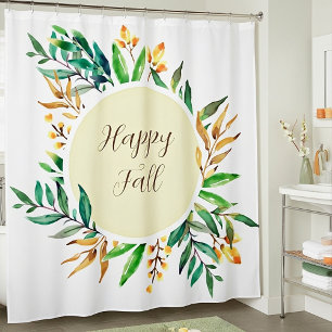 Fall leaves frame with customisable text shower curtain
