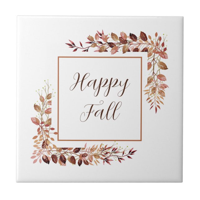 Fall leaves frame with customisable text  tile (Front)