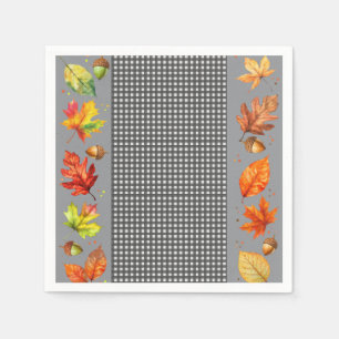 Fall Leaves & Gingham Napkin