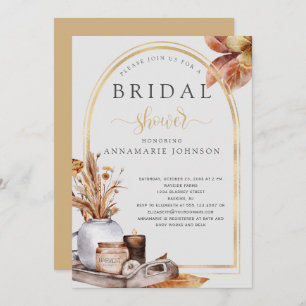 Fall Leaves Gold Arch Still Life Bridal Shower Invitation