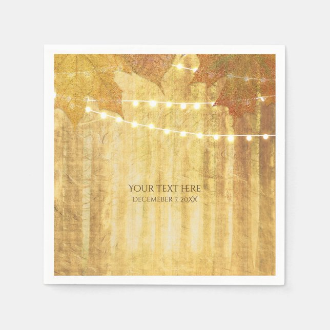 Fall Leaves Golden Autumn Rustic Woods Napkin (Front)
