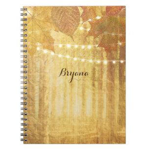 Fall Leaves Golden Autumn Rustic Woods Notebook