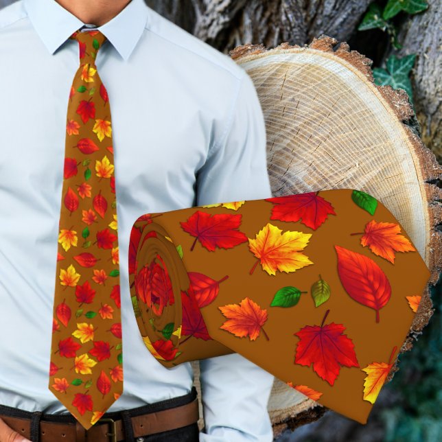 Fall Leaves Golden Brown Autumn Tie (Creator Uploaded)