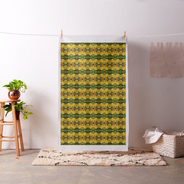 Fall Leaves Green/Yellow Combed Cotton 56" Fabric (In Situ)