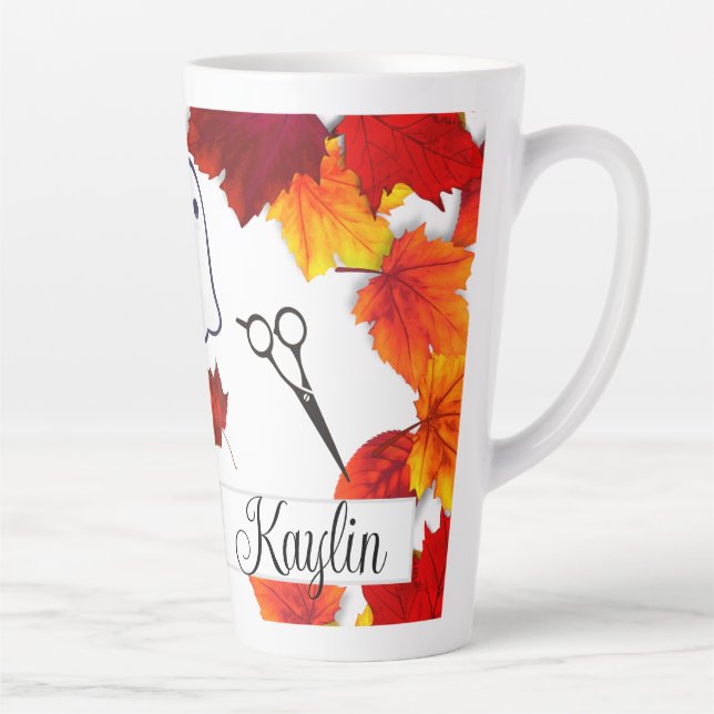 Fall Leaves Hairdresser Gift Latte Mug (Right)
