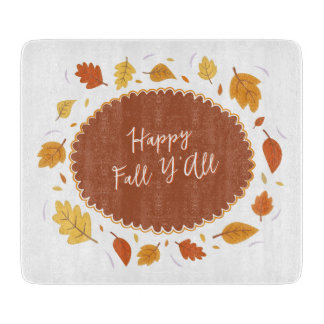 Fall Leaves Happy Fall Yall Thanksgiving Autumn Cutting Board
