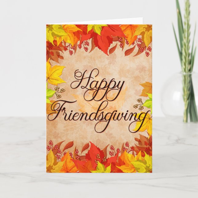 Fall Leaves Happy Friendsgiving Card (Front)