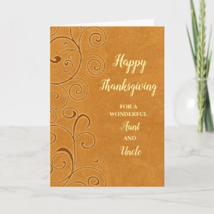 Fall Leaves Happy Thanksgiving Aunt and Uncle Holiday Card