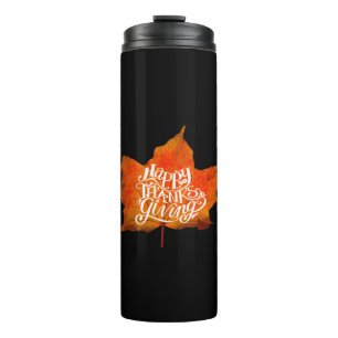 FALL LEAVES HAPPY THANKSGIVING DAY THERMAL TUMBLER