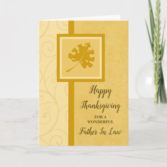 Fall Leaves Happy Thanksgiving Father In Law Holiday Card (Front)
