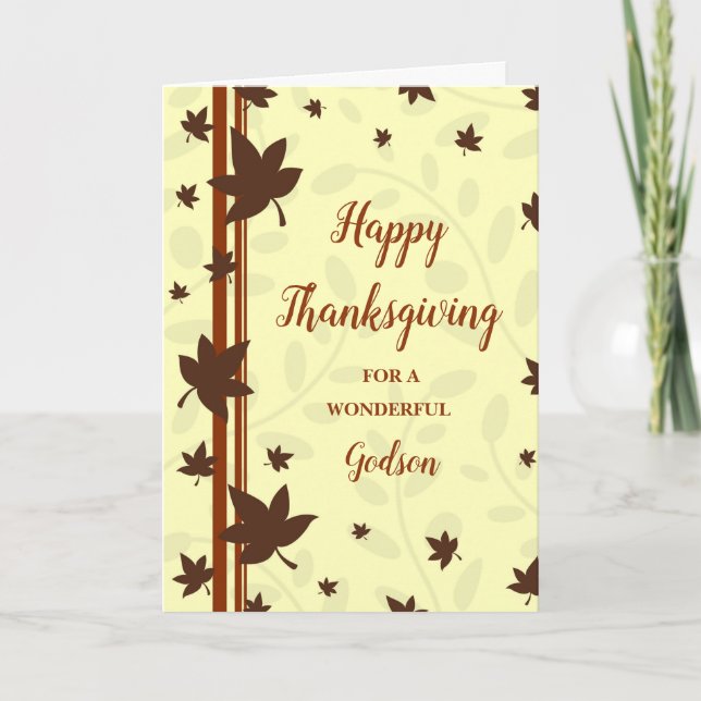 Fall Leaves Happy Thanksgiving Godson Holiday Card (Front)