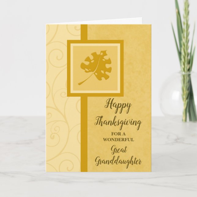 Fall Leaves Happy Thanksgiving Great Granddaughter Holiday Card (Front)