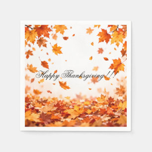 Fall Leaves Happy Thanksgiving Paper Napkins