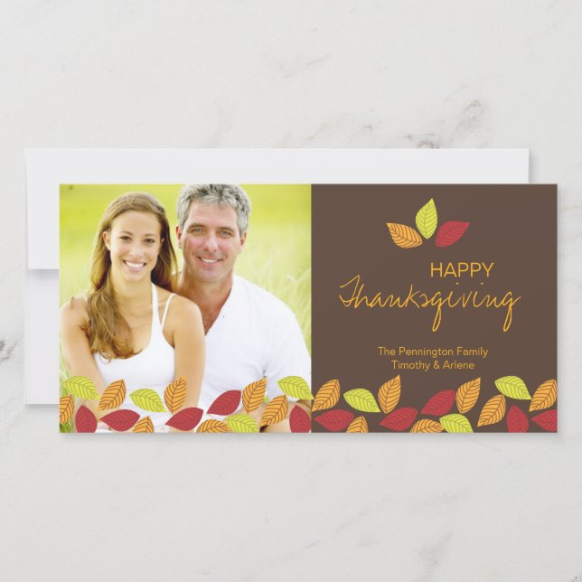 Fall leaves Happy Thanksgiving photo card (Front)