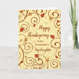 Fall Leaves Happy Thanksgiving Stepdaughter Holiday Card