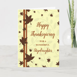 Fall Leaves Happy Thanksgiving Stepdaughter Holiday Card