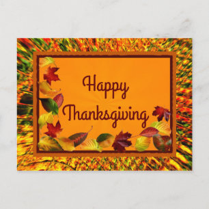 Fall leaves holiday postcard