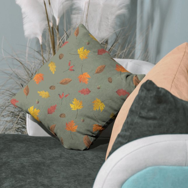 Fall Leaves Hunter Green Cushion (Creator Uploaded)