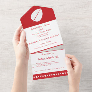 Fall Leaves in Cherry All In One Invitation