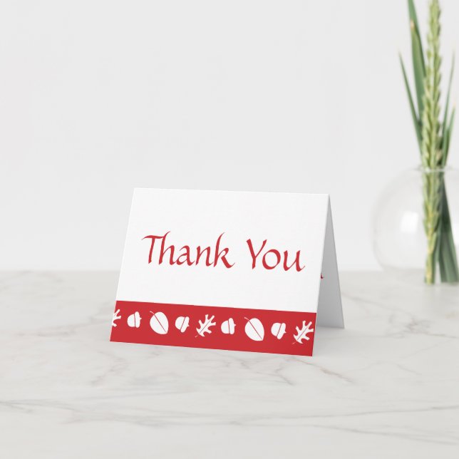 Fall Leaves in Cherry Thank You Card (Front)