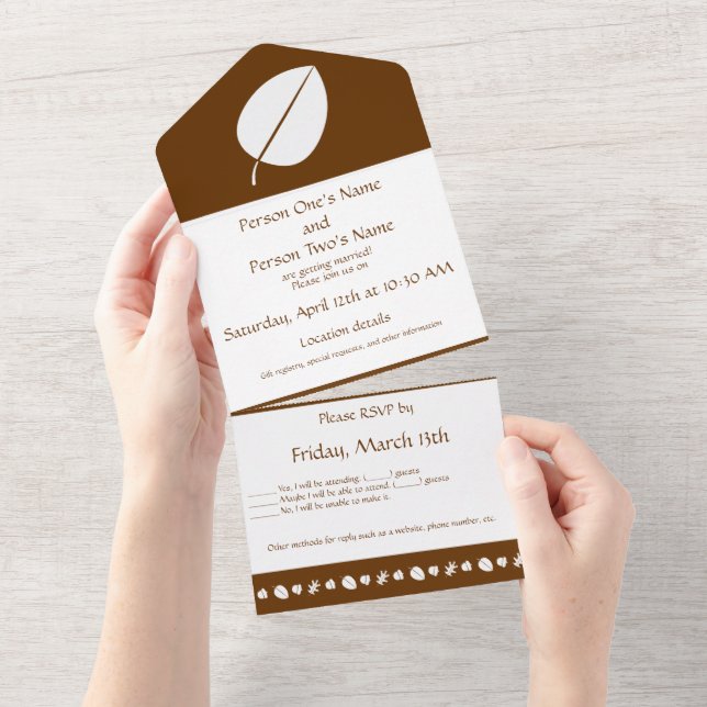 Fall Leaves in Chocolate All In One Invitation (Tearaway)