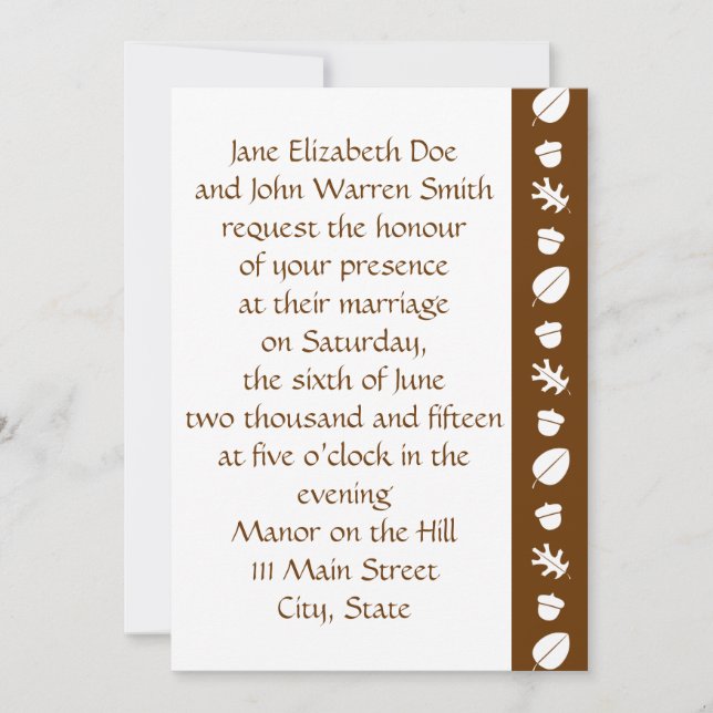 Fall Leaves in Chocolate Wedding Invitation (Front)